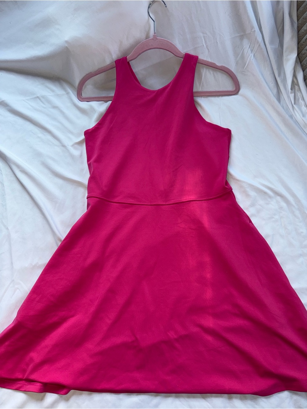 Athleta Bright Hot Pink Sleeveless Fit-and-Flare Dress